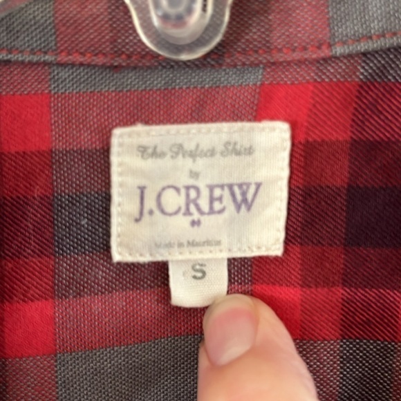 J.Crew Plaid Button-down Shirt Long Buttoned Sleeves Size Small Gray and Red - Picture 5 of 13